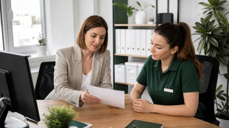 Managerka biura omawia brief sprzątania z koordynatorką serwisu